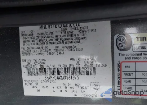 2010 Ford Fusion Sel z USA, uszkodzony, nr VIN 3FAHP0JA3AR261975